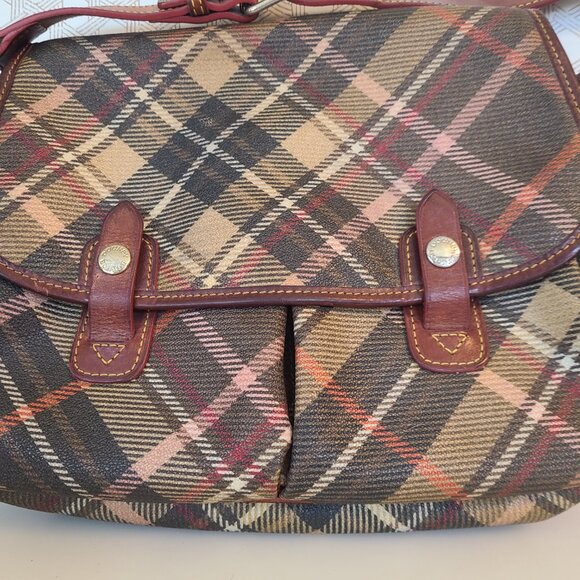 Dooney and Bourke Plaid Coated Canvas Bag w/ Adjustable Shoulder Strap - Picture 2 of 16